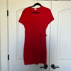 Red wrap dress